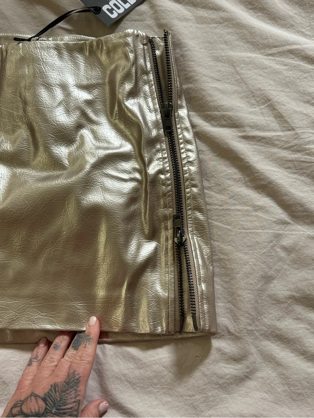NWT Future Collective Metallic Mini Skirt with Side Zip